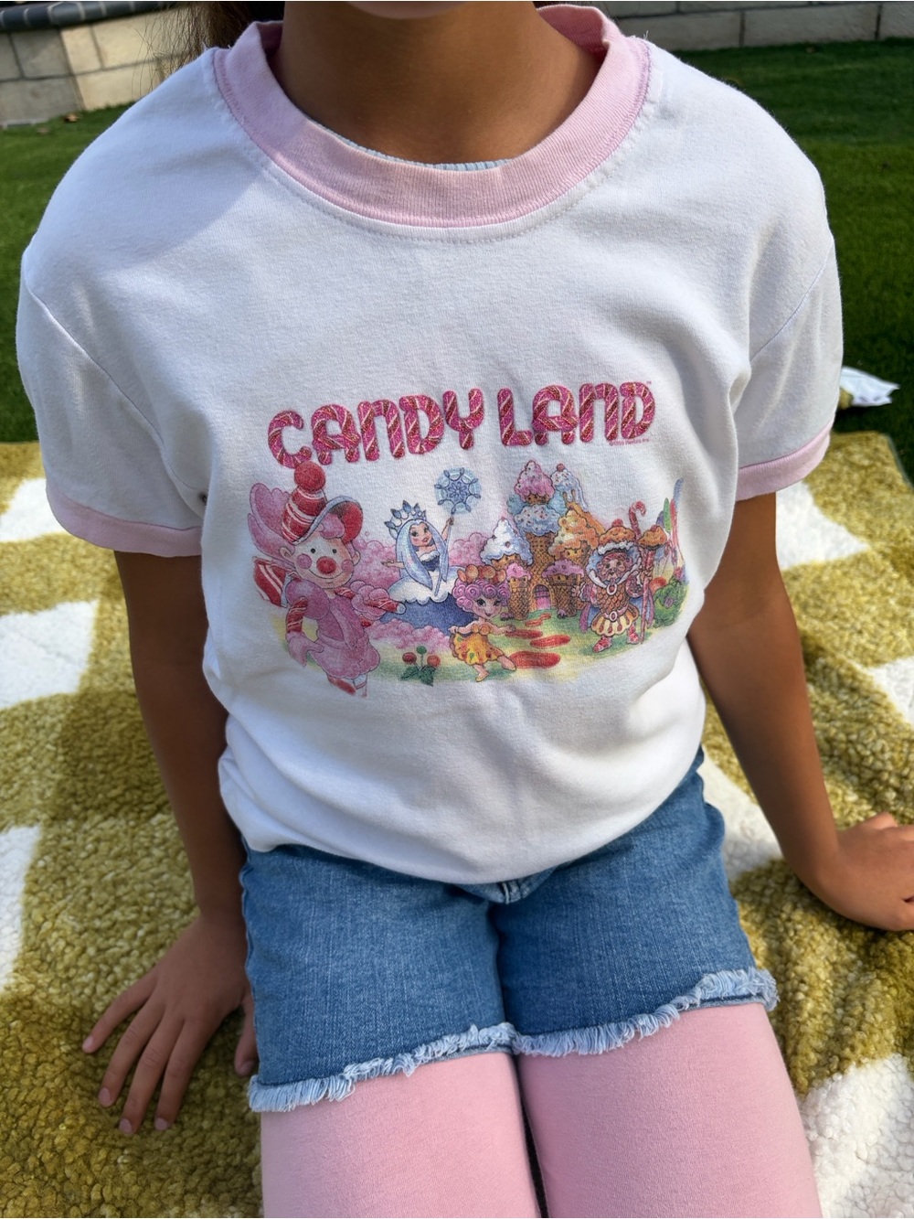 Junk Food Clothing Candy Land Graphic Ringer Tee - White & Pink